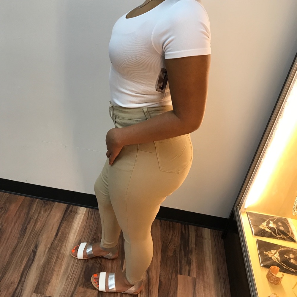 ‼️ Khaki Nude Hyper Stretch Skinny Leg Jeggings - Picture 3 of 8
